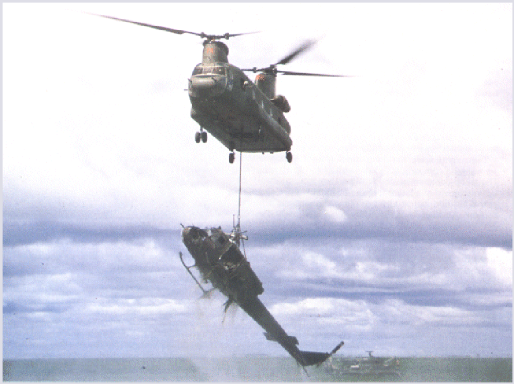 Lifting the aircraft out of the water to return to base.